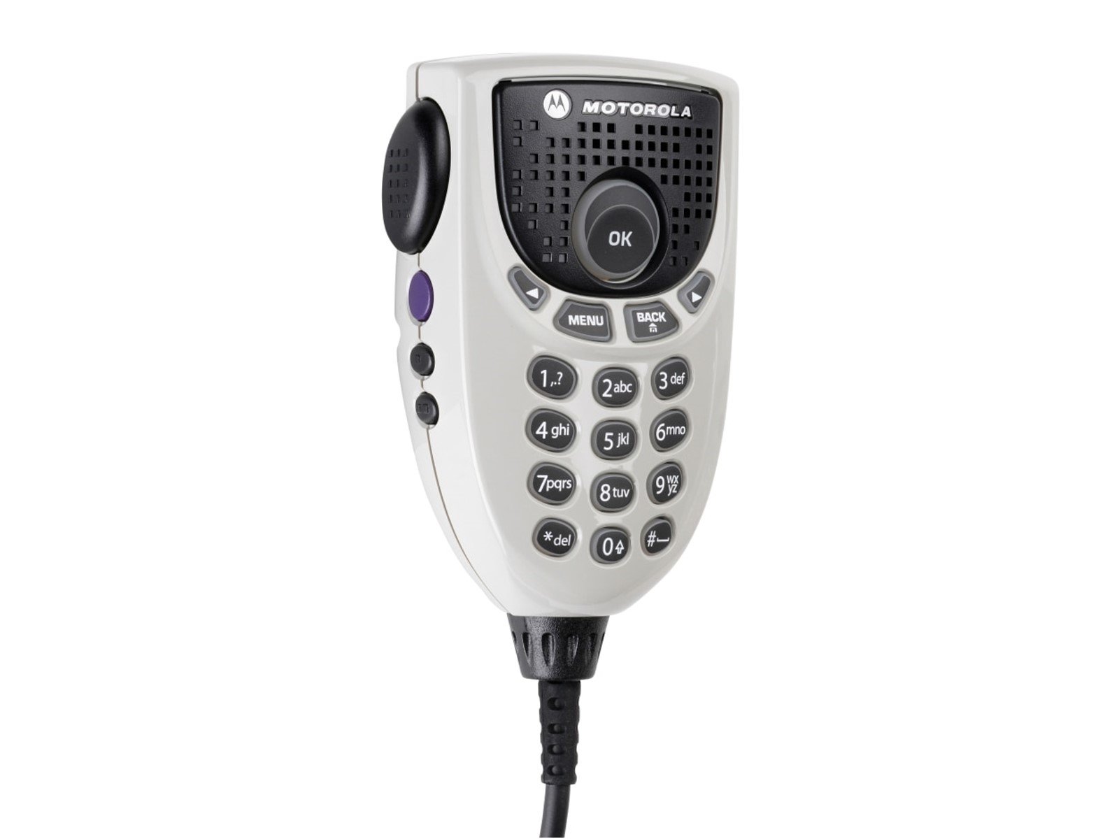 Handheld radio with buttons and speaker.