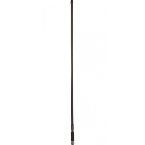 Teleskopantenne mit schwarzem Griff und silbernem Sockel.