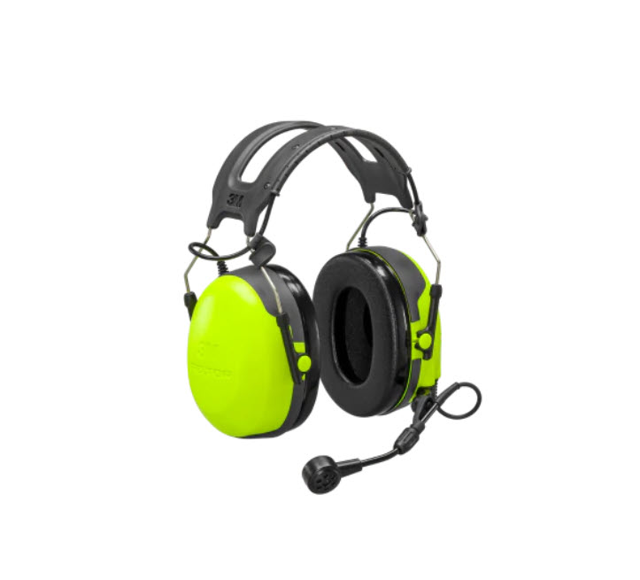 7000_00753714_MOT_01.jpg Black and yellow earmuffs with integrated microphone.