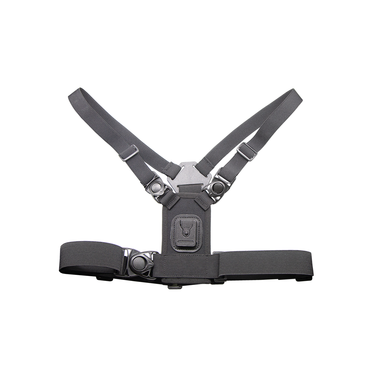 Shoulder holster with multiple adjustable straps and buckles.