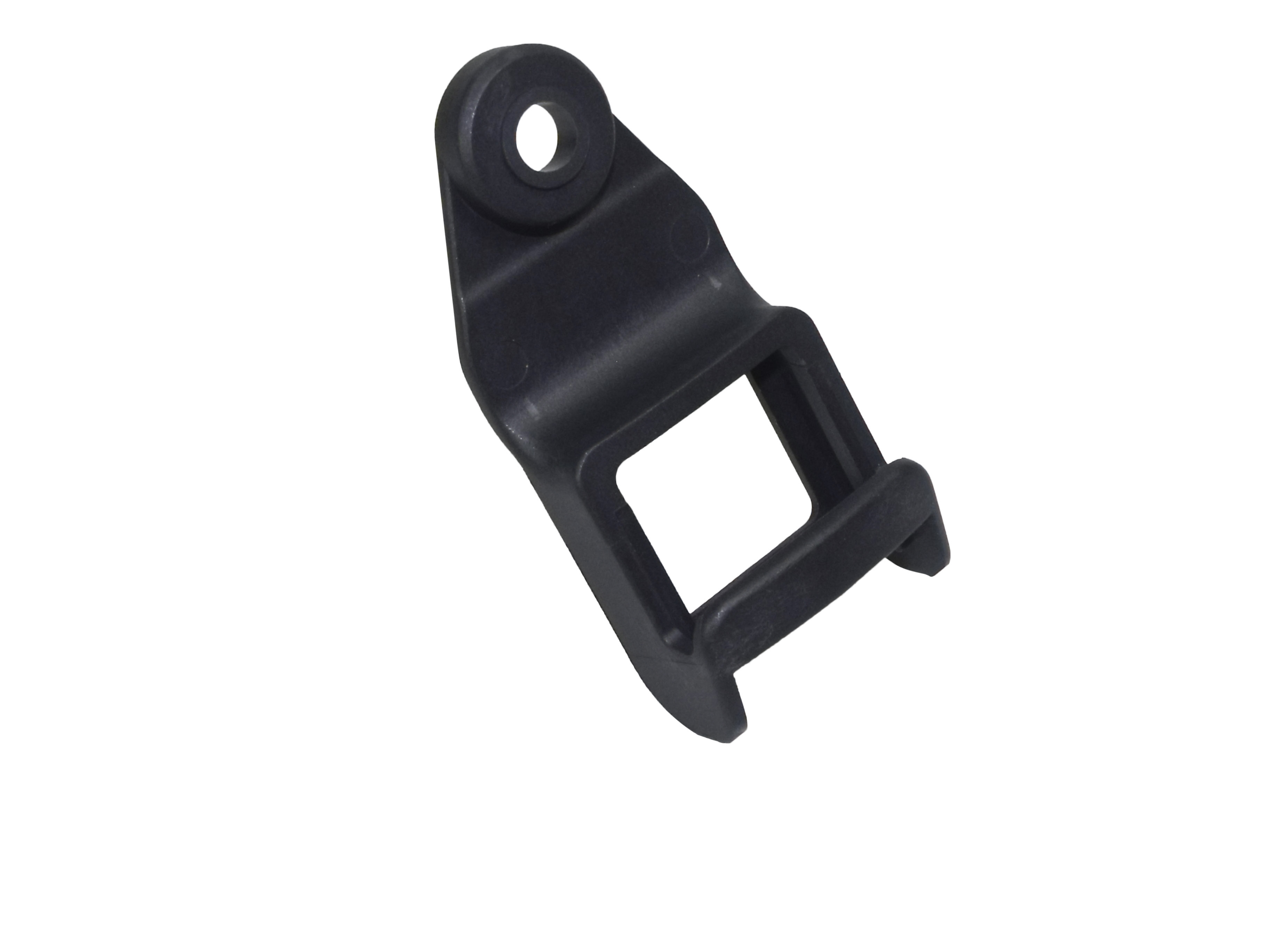 Black plastic part with rectangular frame and screw hole on top.