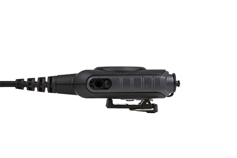 Black radio clip with cable connection