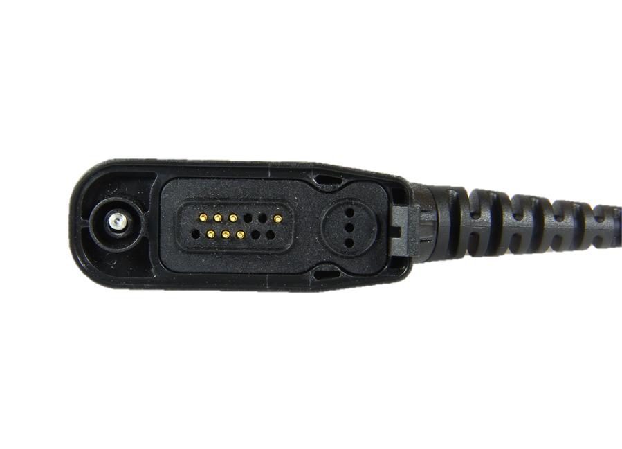 Close-up of a black electrical connector with multiple pins.