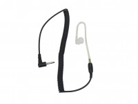 Earpiece with coiled cable and 3.5mm plug.