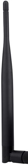 Schwarze, abnehmbare WLAN-Antenne mit Gelenkanschluss.