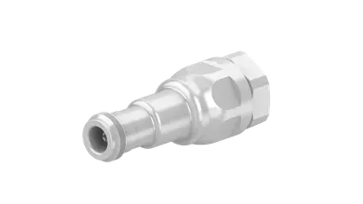 Metal adapter for hose connection, silver, hexagonal