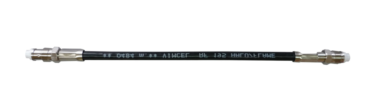 Black coaxial cable with silver connectors at both ends.