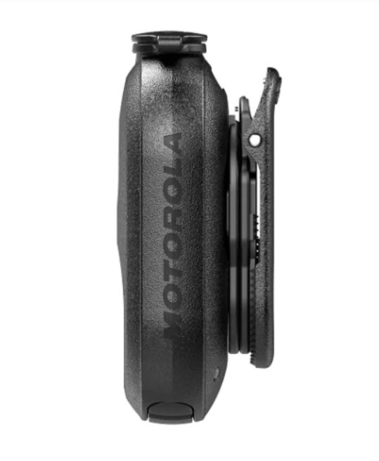 Seitliche Ansicht eines Motorola-Babyphones in schwarz.