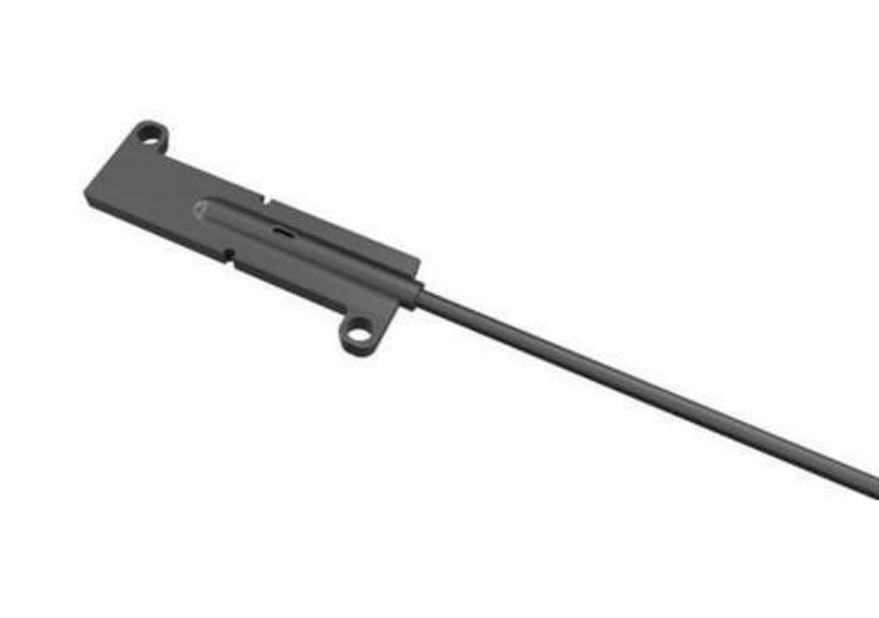 Linearsensor mit rechteckigem Gehäuse und zwei Befestigungsbohrungen.