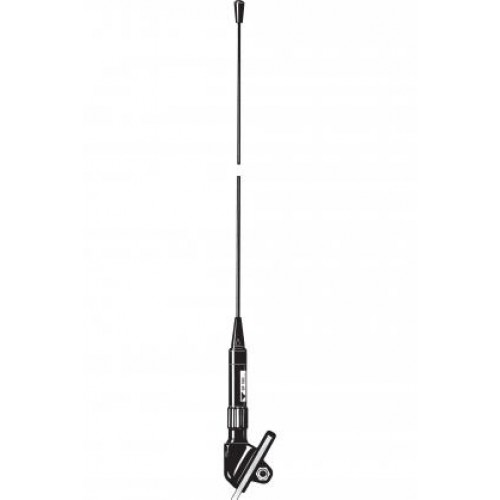 Schwarze Teleskopantenne mit verstellbarem Gelenk.
