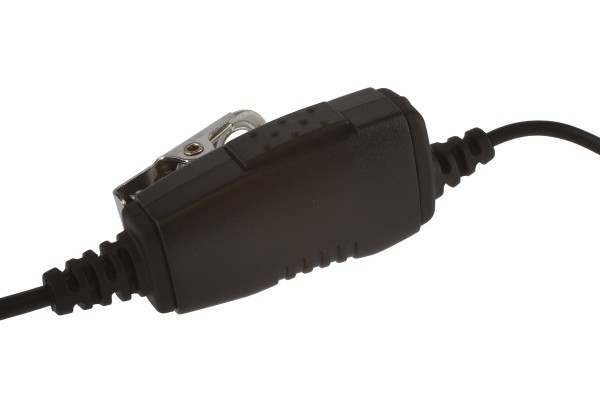 Schwarzer Adapterstecker mit Kabel und Klemme.