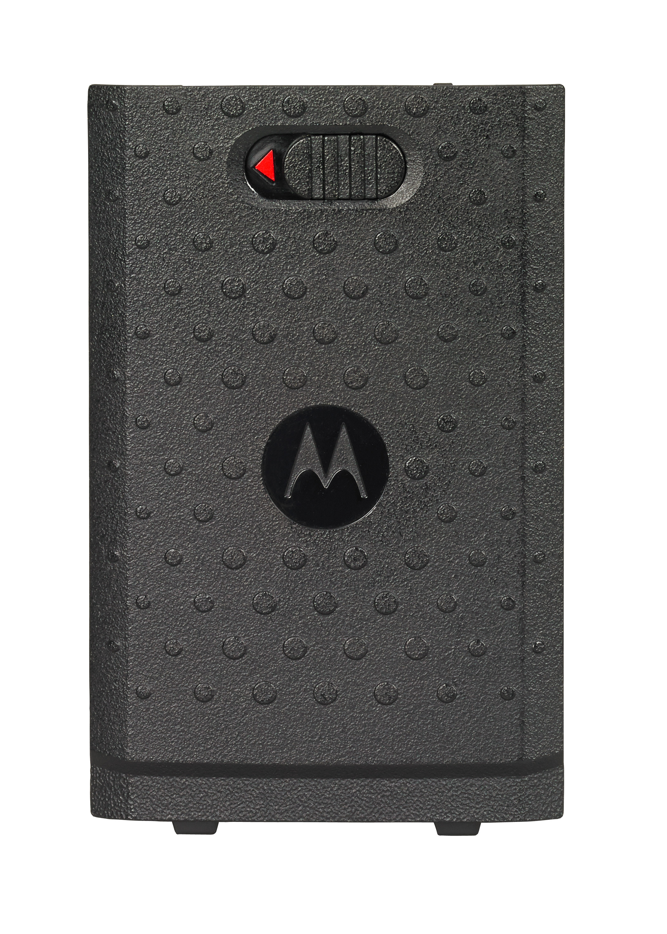 7000-00423700_mot_01.jpg Black textured plastic case with red switch and logo.