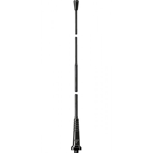 Three-part antenna, vertically separated, black segments.