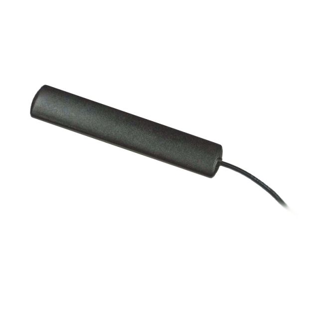 Black cylinder with cable on white background.