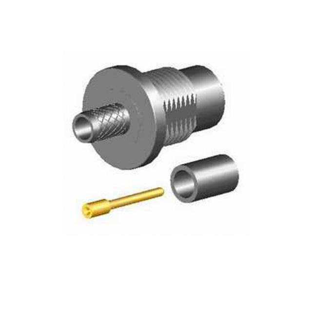 Koaxialstecker und Zubehör aus Metall, bestehend aus drei Teilen.