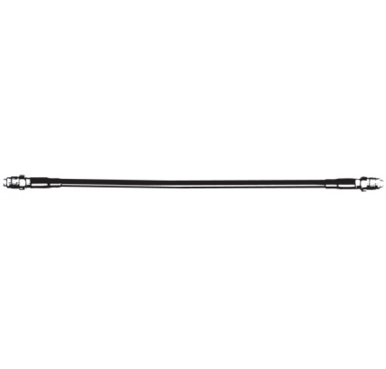 Schwarzes Kabel mit silbernen Steckverbindern an beiden Enden.