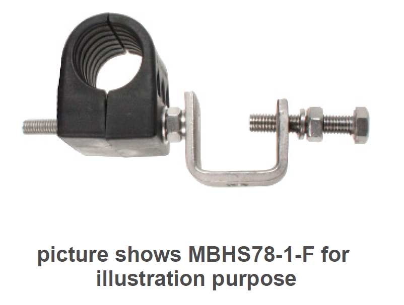 Rohrschelle MBHS78-1-F mit Schraubverschluss seitlich.