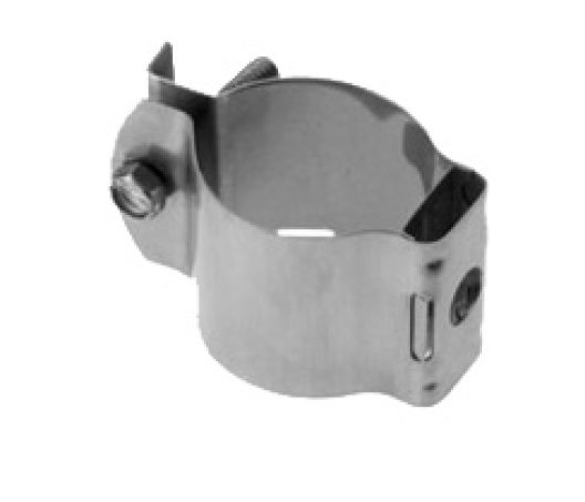 7000-00617100_rfs_01.png Metallrohrschelle mit Schrauben und Halterungen, zylindrische Form.