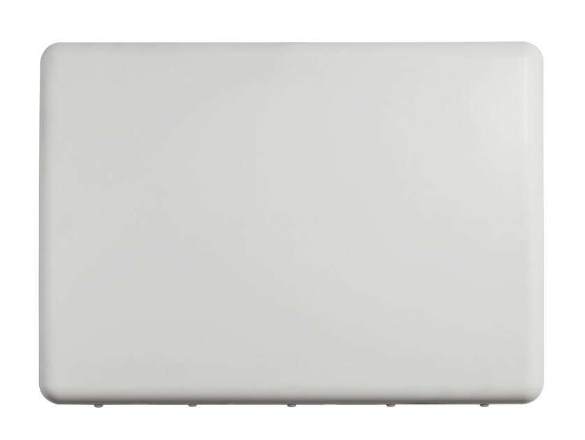 Closed silver laptop lid