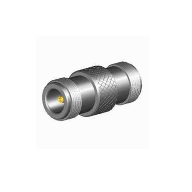 Silberner Metalladapter mit gerändelter Oberfläche, zylindrisch, beidseitige Gewinde.