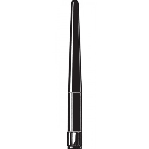 Black radio antenna with round base.