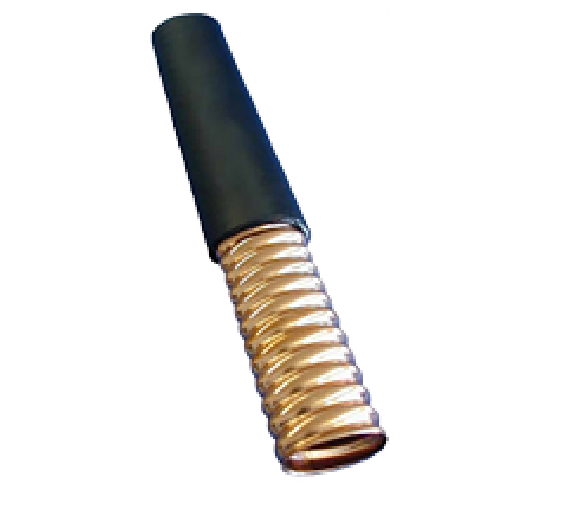 Copper pipe with black rubber insulation on top.