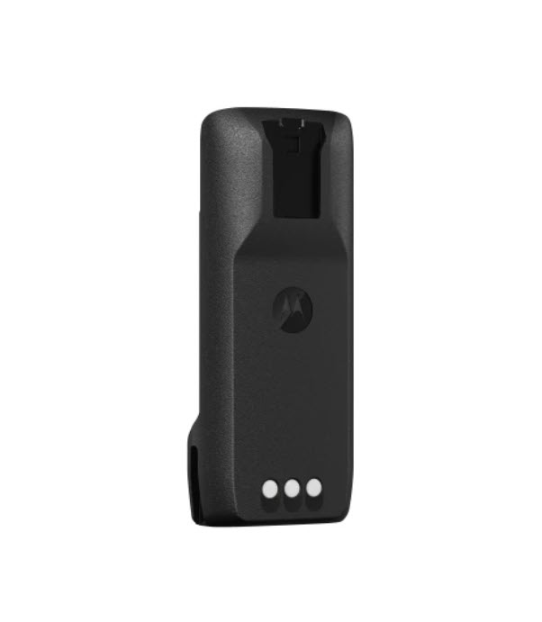 Schwarzes mobiles Gerät mit drei weißen Kontaktpunkten unten.
