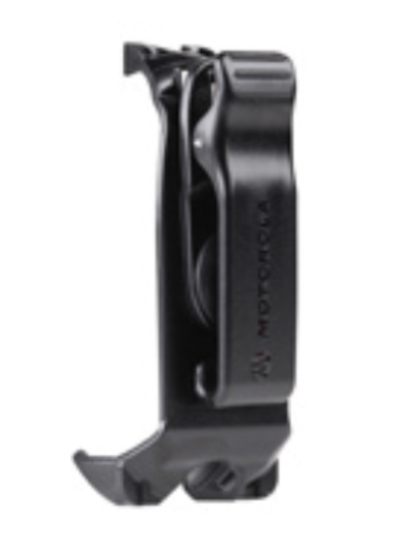 Schwarzer Taschenclip für tragbare Geräte.