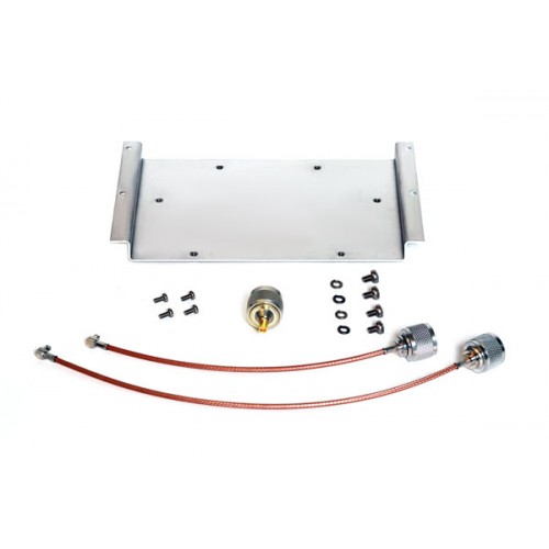 Mounting plate, screws, seals, cables, and connectors.