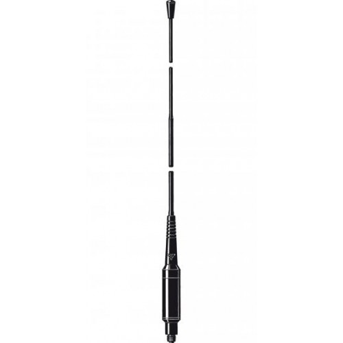 Disassembled radio antenna with three detachable parts, vertically arranged.