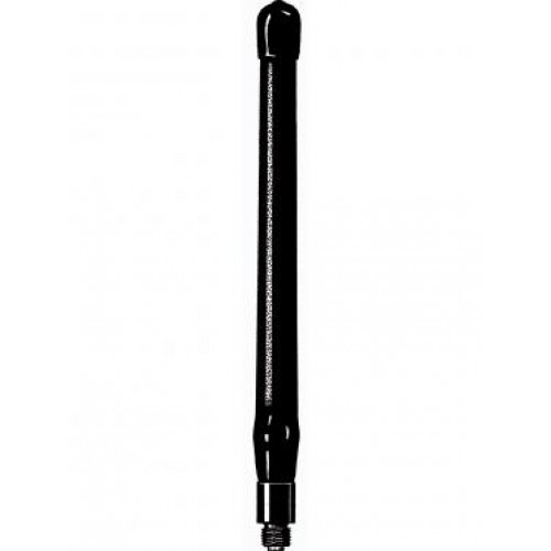 Black cylindrical antenna with rounded end and screw thread at bottom.