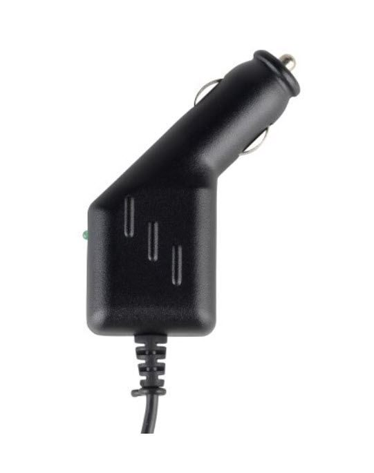 Black car charger with cable connection