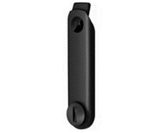 Black plastic tire lever with rounded ends.