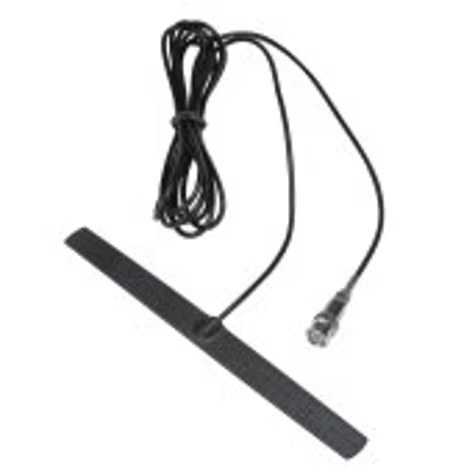 Schwarze Antenne mit langem Kabel und einem Stecker am Ende.