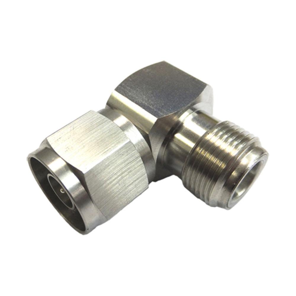 Metall-Winkeladapter mit gerändeltem und glattem Anschluss.