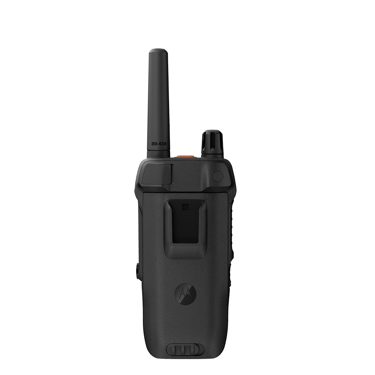 Black digital radio with antenna and rotary knob.