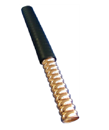 Metallstab mit spiralförmigem Muster und schwarzem Griff