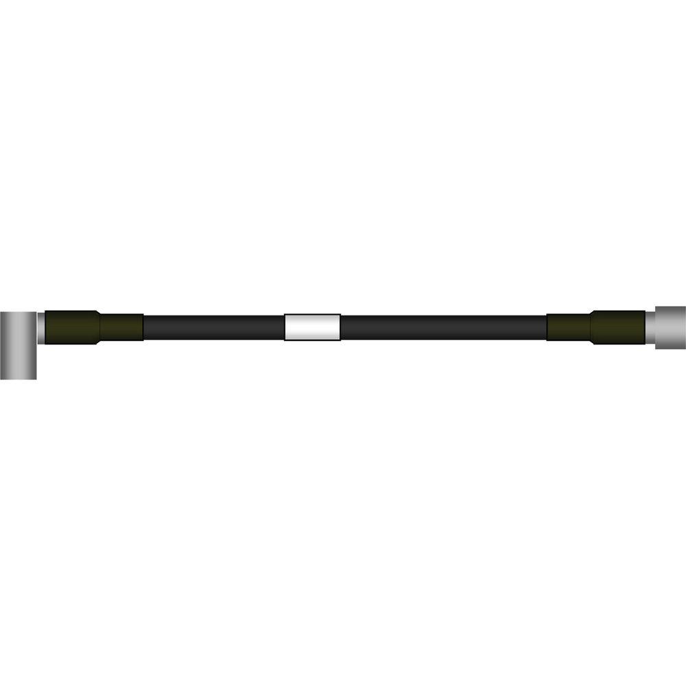 Schwarzes Kabel mit einem weißen Abschnitt in der Mitte und Metallenden.