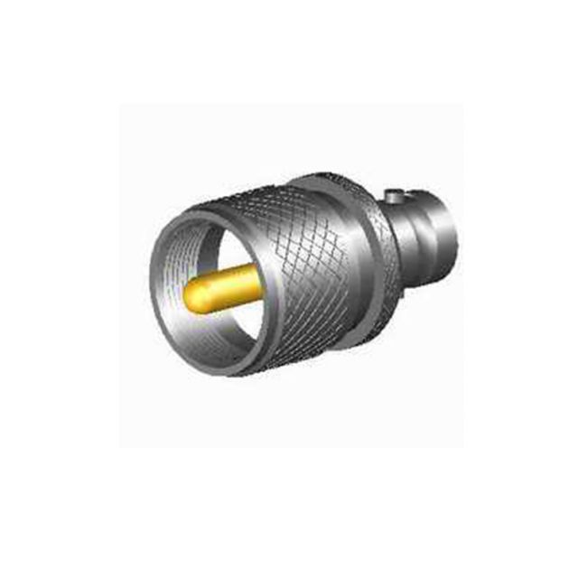 Metallischer Koaxialstecker mit gelbem Mittelstift