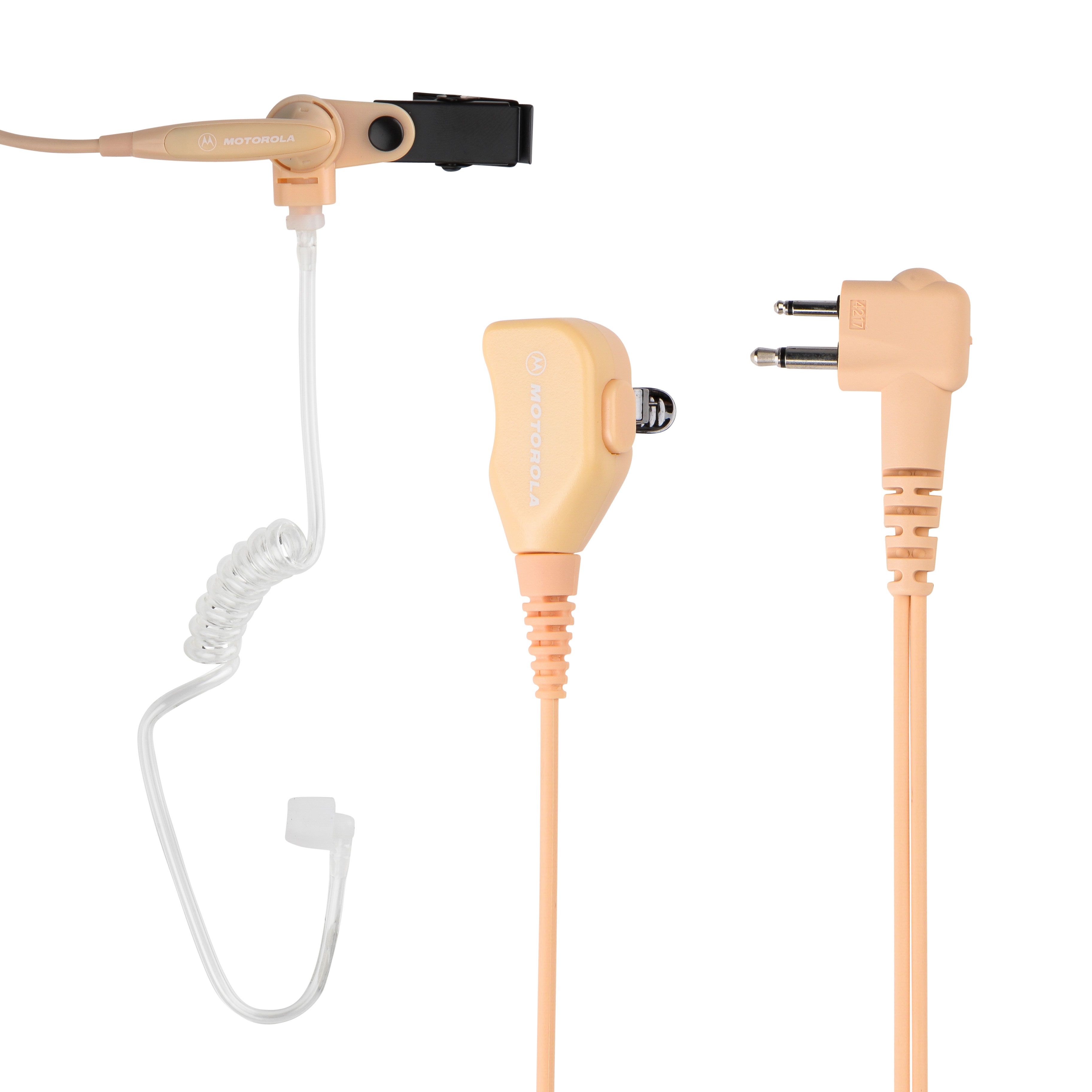 7000-00224700_mot_01.jpg Beige earpiece with acoustic tube and dual pin connector.