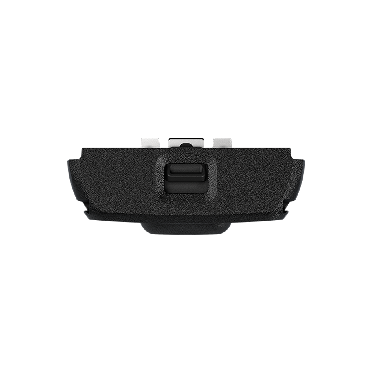 Black camera flash mount with attachment rail.