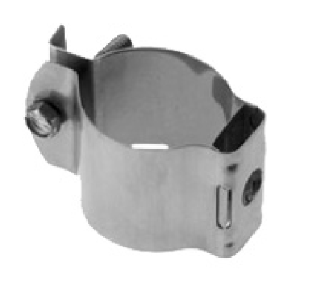 Metallrohrschelle mit Schraubbefestigung, zylindrische Form.