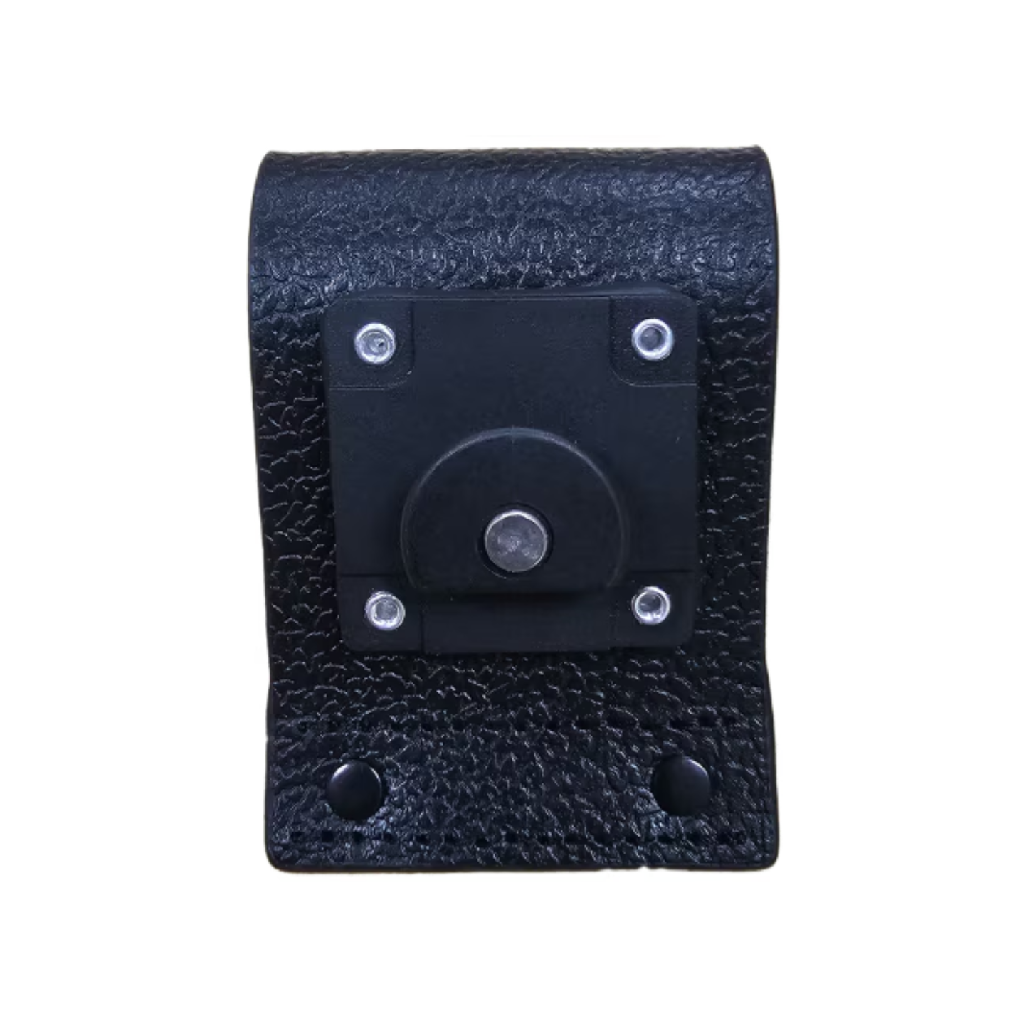 7000_00757973_MOT_01.png Schwarze Lederhalterung mit Metallschrauben.