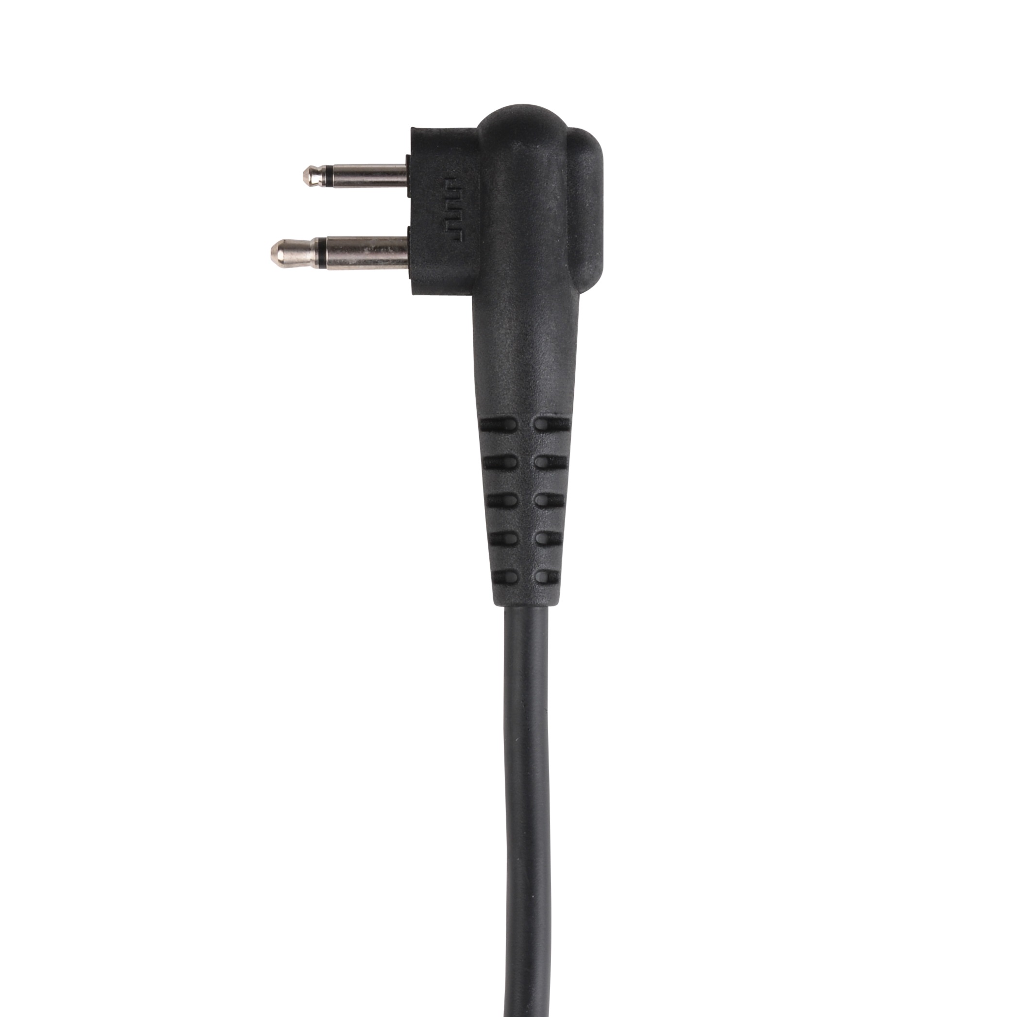 Schwarzer elektrischer Zweipol-Kabelstecker.