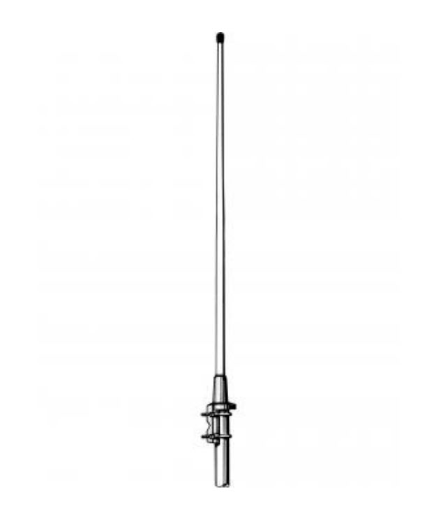 Long, slender antenna with rounded tip and mounting base.
