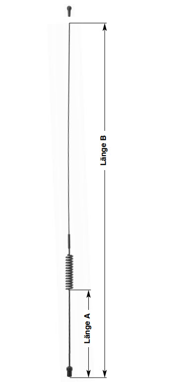 7000-00203400_kat_01.jpg Stabantenne mit Größenangaben: Länge A und Länge B markiert.