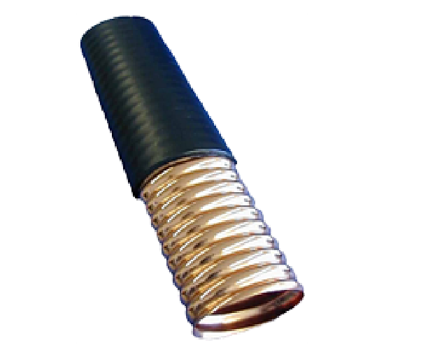 7000-00625300_rfs_01.png Hose with ribbed, spiral brass fitting and black plastic cover.