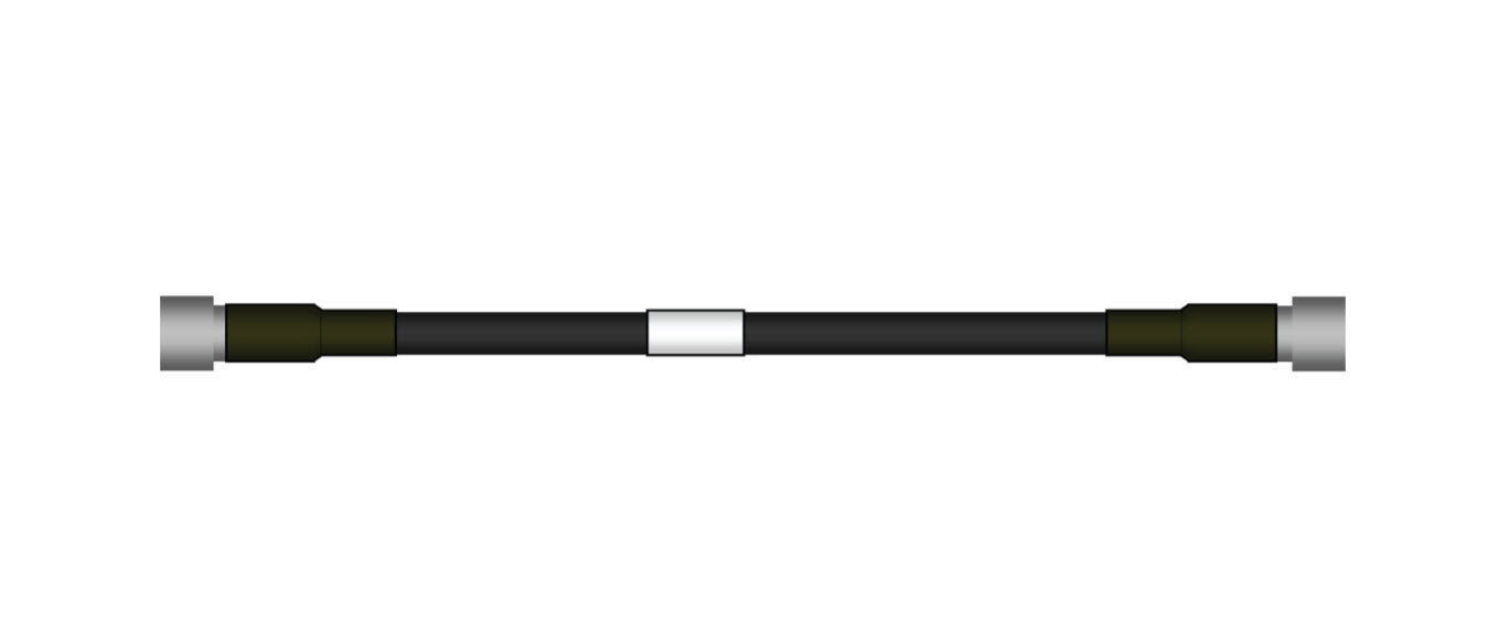 Kabel mit zwei Steckverbindern an den Enden und einem mittleren Abschnitt.
