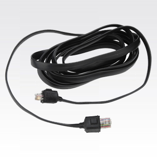 Black flat Ethernet cable with connectors on both ends