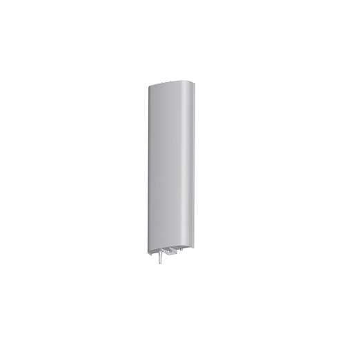 White cylindrical antenna with wall mount.